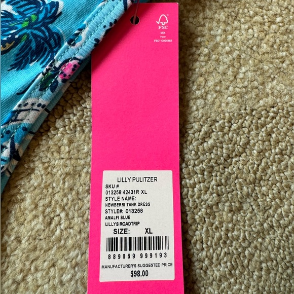 Lilly Pulitzer Newberri Tank Dress, size XL, color Amalfi Blue Lilly’s Roadtrip - Picture 2 of 7
